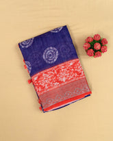 SC4350 - Linen With Bandhini Print And Border Stone